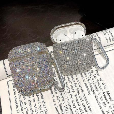 2023 Ny Lyx 3d Söt Bling Diamonds Trådlös Bluetooth hörlurstillbehör Hårt case för Air_sPods 2 1 Skyddsladdningsväska null none
