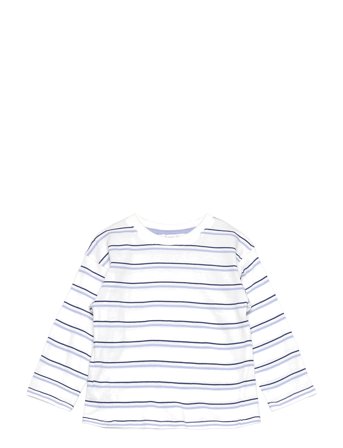 Mango Striped Cotton T-Shirt - White - 104
