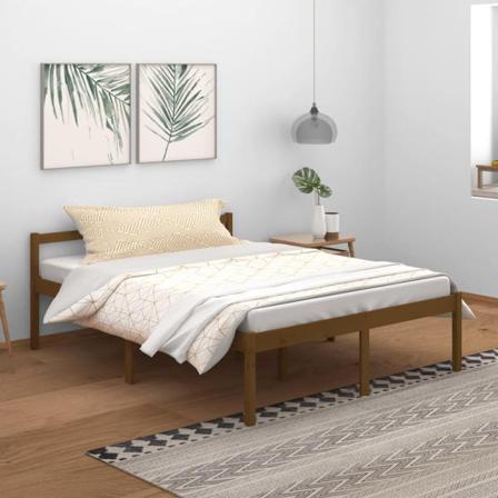 Vidaxl Sängram Honungsbrun Massiv Furu 150x200 Cm 5ft Brun