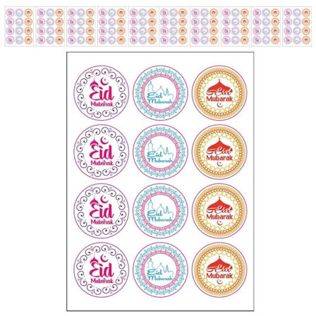 20 Ark EID Mubarak Klistermärken Etikett Tätning Klistermärken 20 ARK 04