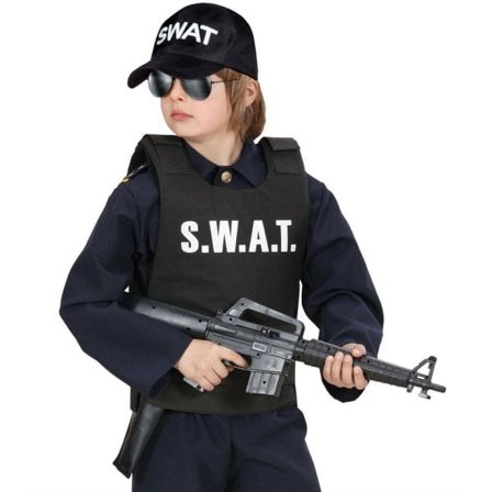 SWAT Skuddsikker Vest & SWAT Caps Kostyme Fancy Dress for Barn zdq