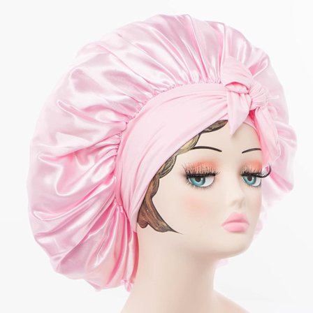 Satin Bonnet Silke Bonnet Hår Bonnet (Pink) Jumbo Størrelse til S
