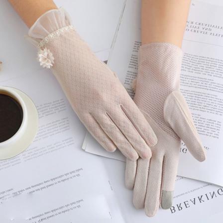 1 Par Solskyddshandskar Ice Silk Glove Beige Style2