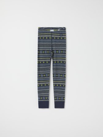 Polarn O. Pyret - Long johns in merino wool jacquard - 50|56 - Childrenswear - blue
