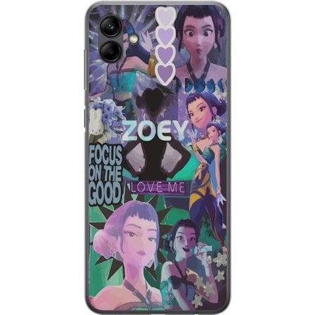 Kompatibelt Mobildeksel til Samsung Samsung Galaxy A05 Kpop Demon Hunters Zoey Fokus på det gode Love Me Purple Fantasy Art