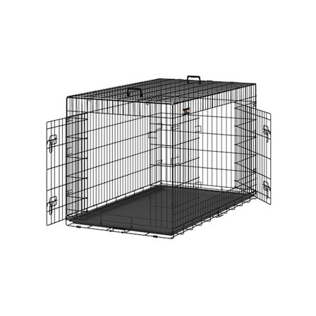 Rootz Heavy Duty Hundetransportkasse - Kæledyrsbur - Stålbur - Plastbakke - Nem montering - Rummeligt interiør - Sikkert låsesystem - 136 cm x 79 cm x