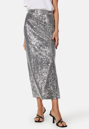 Pieces Pcniri high waist ankle skirt Silver Detail:SEQUIN Klær