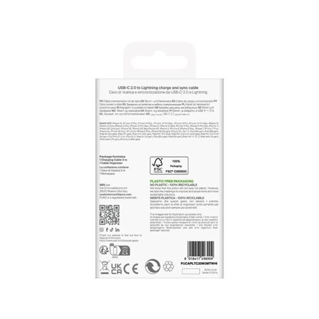 Puro TPE 20W USB-C - Lightning-kabel 3m - Hvid