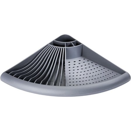 Diskställ i plast, platsbesparande hörndiskställ, plast, 35x9x35 cm, grå