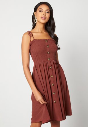 ONLY Annika S/L Smock Dress Apple Butter Klær