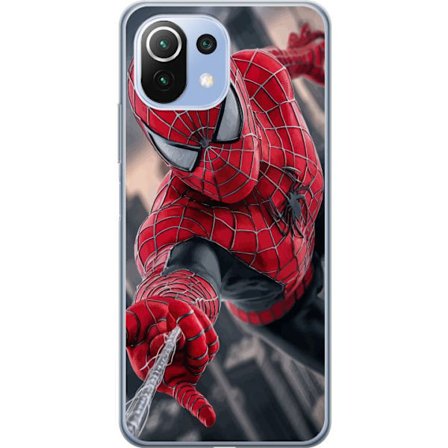 Kompatibelt Mobilskal till Xiaomi Xiaomi Mi 11 Lite Dynamisk Spider-Man-illustration i actionperspektiv, superhjältetema med rörelseekonomi och kän