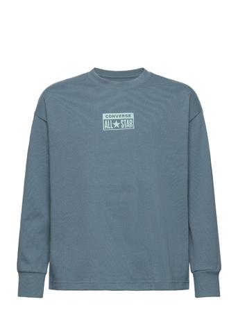Helier Jersey Ls Sweat-shirt Genser Blå Converse*Betinget Tilbud