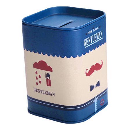 Søt Metall Sparegris, Firkantet London Gentleman Blikkboks, Spare Penger for Voksne, Barn, Jenter, Gutter, Smykkeskrin, Tankoppbevaring - 3 szq