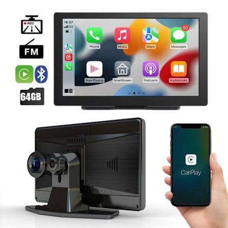 SWAREY Autoradio 7'' med Dashboard-kamera 1080P CarPlay/Android Auto/FM/App-kontrol 64GB Wi-Fi Bluetooth 12V/24V