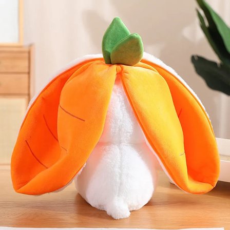 8CM Creative Funny Doll Carrot Rabbit Plush Toy Stuffed Soft Bunny Hiding in Strawberry Bag Toys for Kids Girls Birthday Gifs