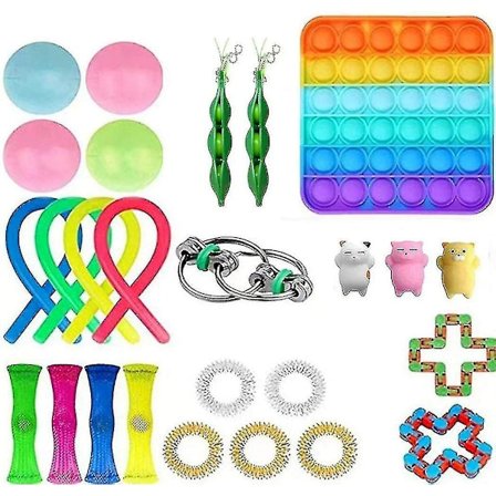 Fidget Toys Set Bunt Stress relief Hand Sensoriska Verktyg Barn Vuxna Leksak 26st S