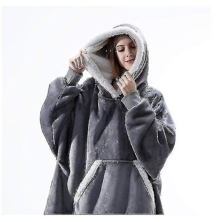 Oversized Hoodie-tæppe Varmt Bærbar Lammefløjl