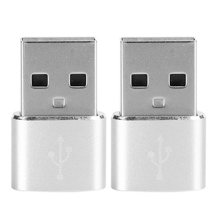2 STK Aluminium Alloy TypeC til USB Adapter til Opladningssynkronisering Dataoverførsel (Sølv)