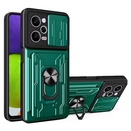 För Xiaomi Redmi Note 12 Pro 5G PU Stativ cover med rem Finger Ring Phone case Skjutkamera