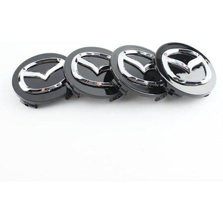 (Sort) 4 stk Navkapsler til Mazda, 57mm, Navkapsler til Bil