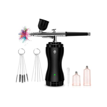Ansiktsmassageapparat med kompressor, bärbar sladdlös airbrush-set för tårtdekoration, modell, tatuering, svart YEMAESRE
