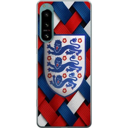 Kompatibelt Mobildeksel til Sony Sony Xperia 5 IV Grafiskt England-motiv med heraldiske løver og flettet mønster i rødt, hvitt og blått, kraftig s