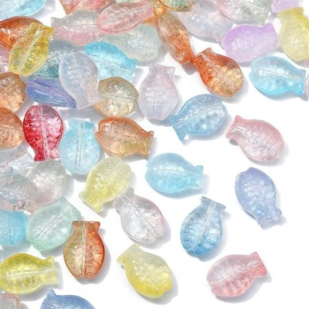 90stk Fisk Krystall Glassperler Glass Spacer Perler