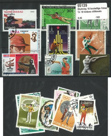 Skydning 18 forskellige frimærker