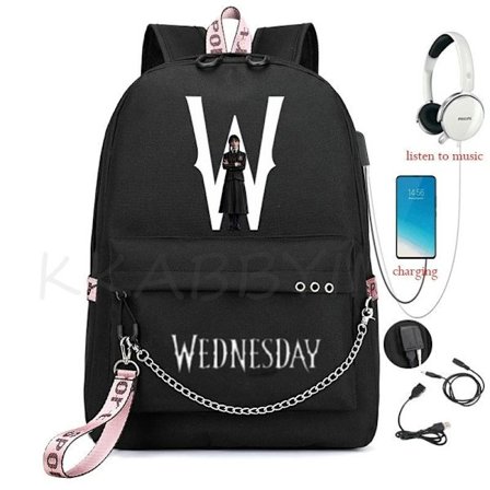 Wednesday Addams Ryggsekk Mirabel Madrigal Skolesekker Usb Lading Ryggsekk Reise Notatbok Skoleveske For Barn Studenter