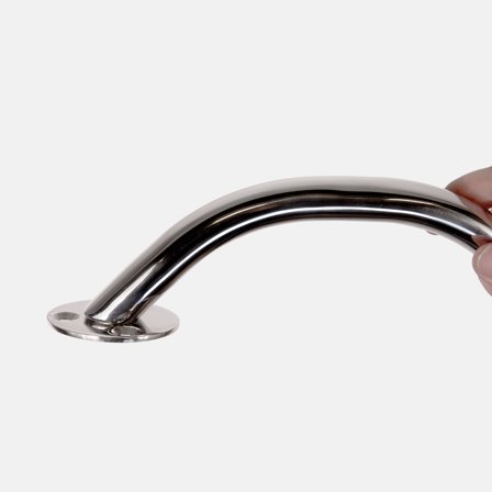 Boat grab handle NOCK Goodgrip, round profile with angled end, for screw, acid-resistant stainless steel, 265 x Ø22 mm