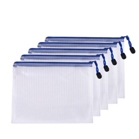 5 stk glidelåsfilposer, glidelåspose, PVC-dokumentpose med glidelås