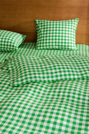 Jotex - Dynetrekksett Enkeltseng Økologisk Limegrønn/naturhvit - LAUREN - Kjøp Enkeltseng hos Jotex