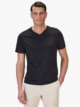 John Henric Men's Black Slim Fit V-Neck T-Shirt Cotton Size S