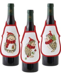 Broderikit Flaskförkläden Igelkottar 3-pack