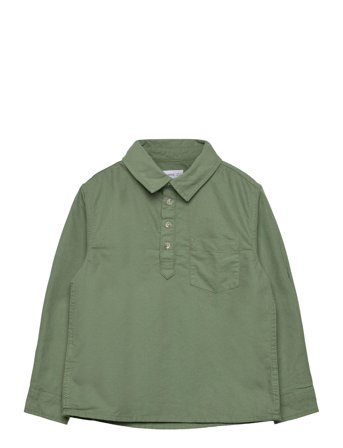 Mango Cotton Shirt With A Shirt Collar - Green - 3-4
