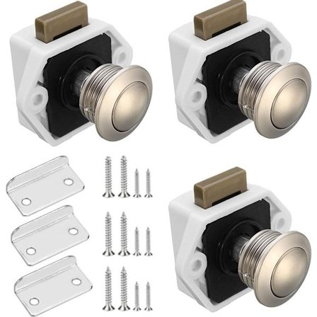 3 tryk-for-at-åbne knapper - autocamper lås - skuffeknop - nøglefri adgangsknap (hvid)