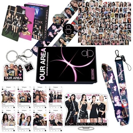 BLACKPINK Merch Sett - Albumtilbehør med Stående Skilt, Kort og Nøkkelring | Offisiell Fan-gave
