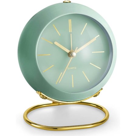 Batteridrevne Vækkeure med Lys, Analogt Ur Retro Lydløst Uden Tikken, Højt Bordur til Sengebord/Soveværelse