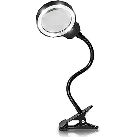 Forstørrelsesglas LED 3x Forstørrelseslampe USB-drevet Klips-på Optisk Glas Forstørrelsesglas Linse
