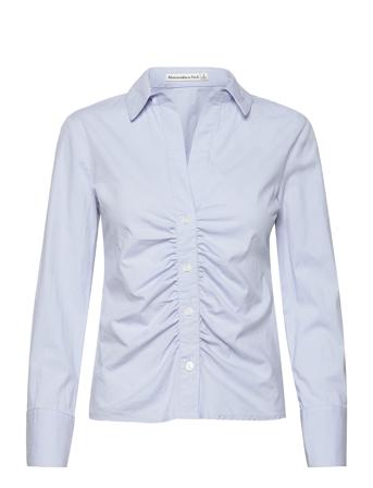 Anf Womens Wovens Langermet Skjorte Blå Abercrombie & Fitch