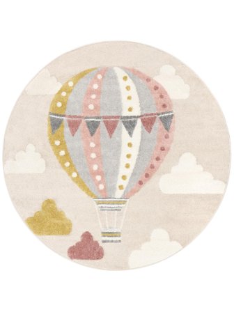 Balloon Ride Tapis Enfant Ø 150 Petit Beige/Rose Rond
