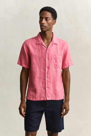 GANT Herren Kurzarmhemd aus Leinen (XL) Rosa