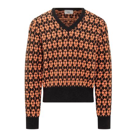 Ami Paris, V-neck Knitwear Zwart, Heren, Maat:S