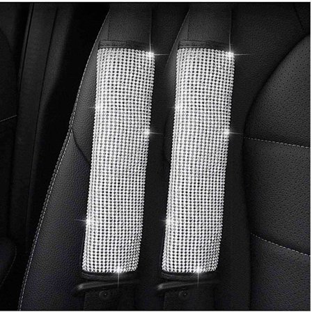 2 st kristalldiamant säkerhetsbältes axelskydd, Bling Bling bilsäkerhetsbältesöverdrag, glittrande bildekoration