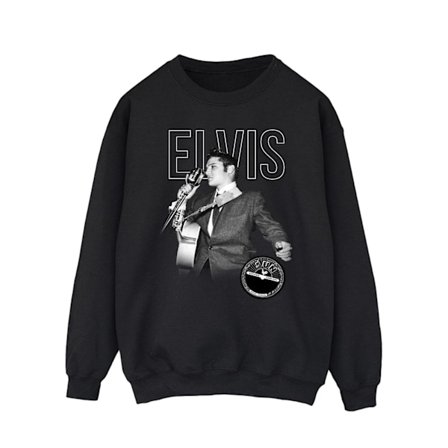 Elvis Herr Logotyp Porträtt Sweatshirt M Svart
