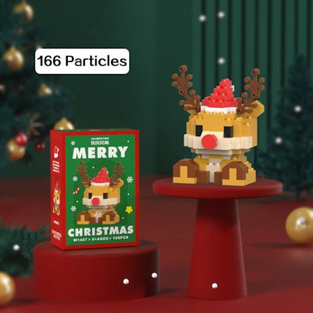 Santa Design Byggeklosser Sett - Julete Mini-klosser med Figurer, DIY Julepynt & Strømpefyll