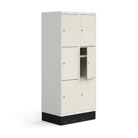 Schüler-Spind ROZ, 2 Module/6 Türen, inkl. Sockel, 1890 x 800 x 550 mm, beige