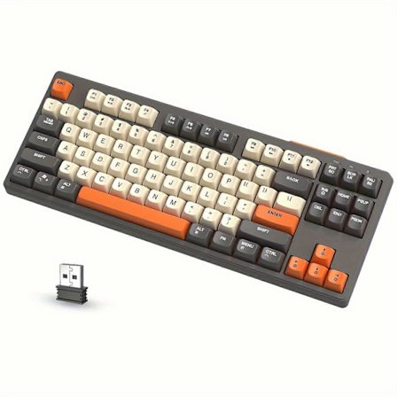 M87 Trådløst Gaming Tastatur, Trådløs 5.0/2.4GHz Med Dual Mode 2-i-1 Mottaker, 87 Taster TKL Regnbue LED Bakgrunnsbelyst Stille Tastatur For PC/Mac/