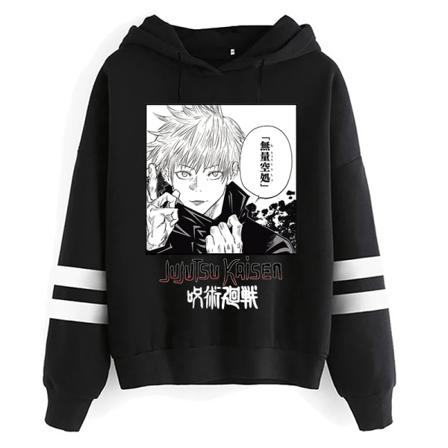 Unisex Jujutsu Kaisen Anime Yuji Itadori Hoodies Herr Harajuku Gojo Satoru Kawaii Manga Grafisk Streetwear Sweatshirts Tröjor black61001 Asian XL