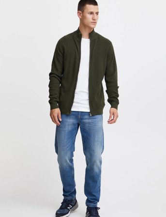 Blend Bhcodford Fullzip Knit Noos - Khaki green - XL